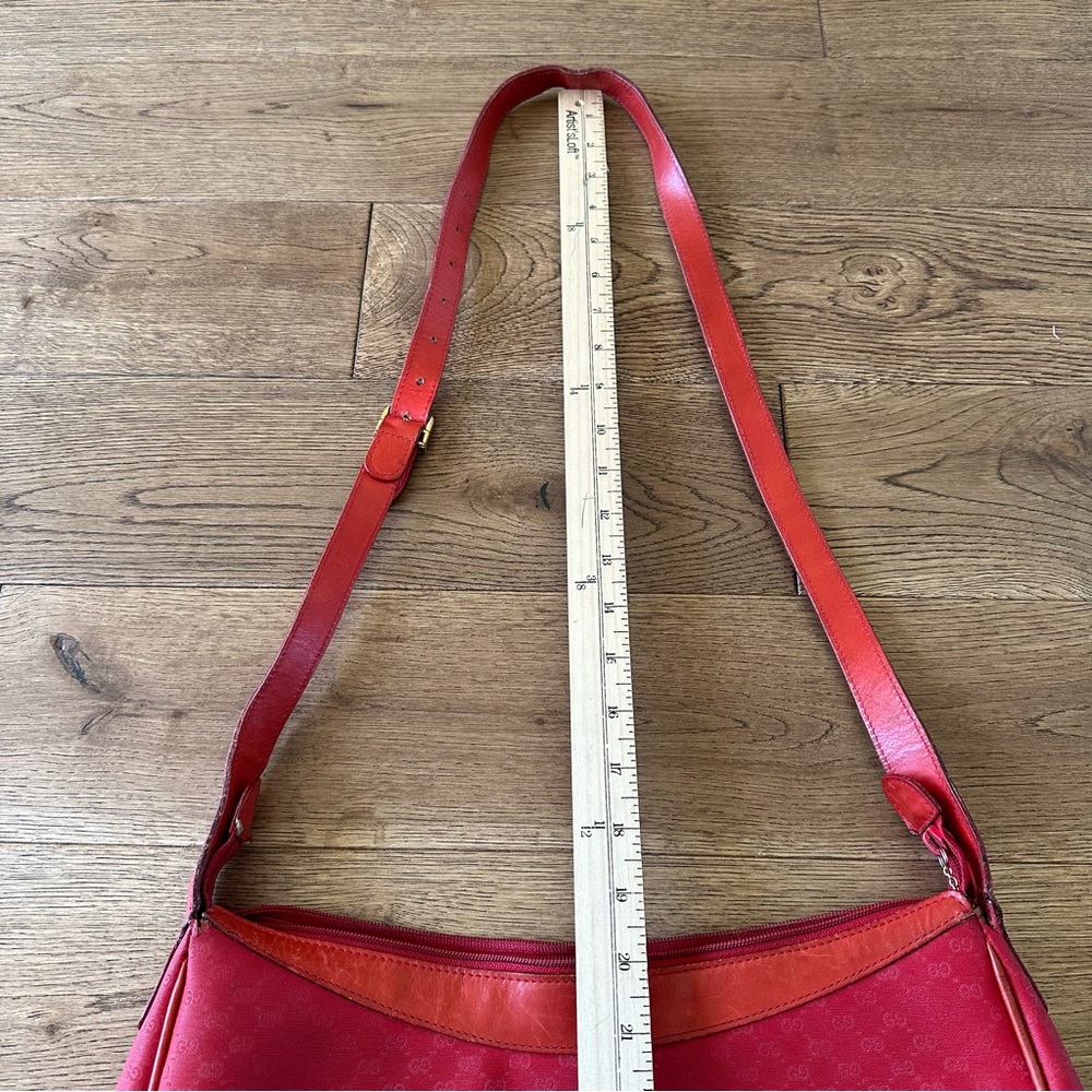 VINTAGE GUCCI Red Shoulder Bag GG Monogram See Pics For Condition - Picture 15 of 15